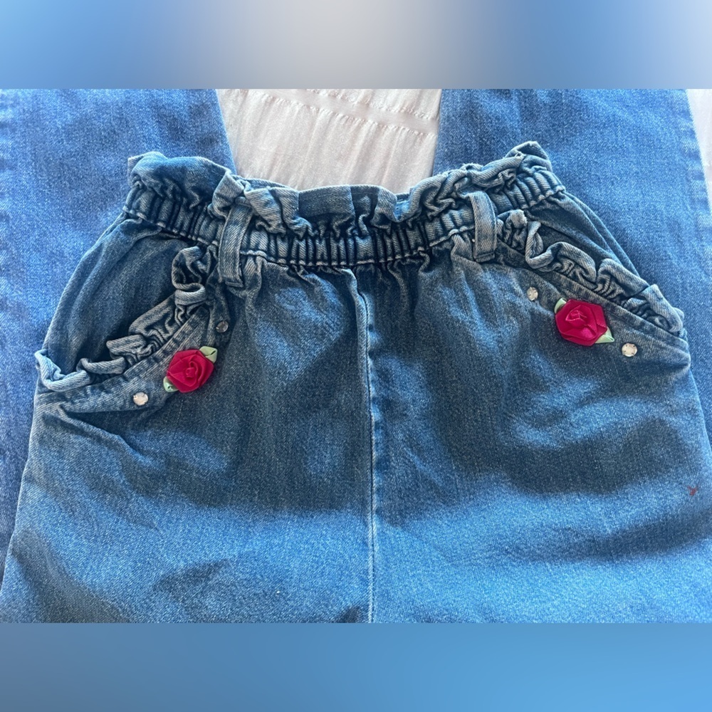 Vintage Kids' Blue Denim Jeans with Embroidered Accents - Picture 4 of 4